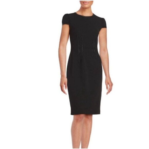 Betsey Johnson Black Cap Sleeve Sheath Dress Size 4 - Picture 1 of 10